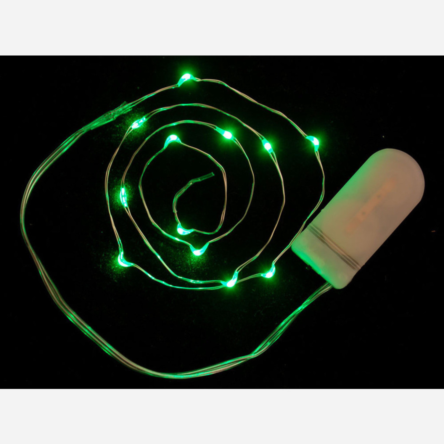 Wire Light LED Strand 12 Green LEDs + Coin Cell Holder Australia