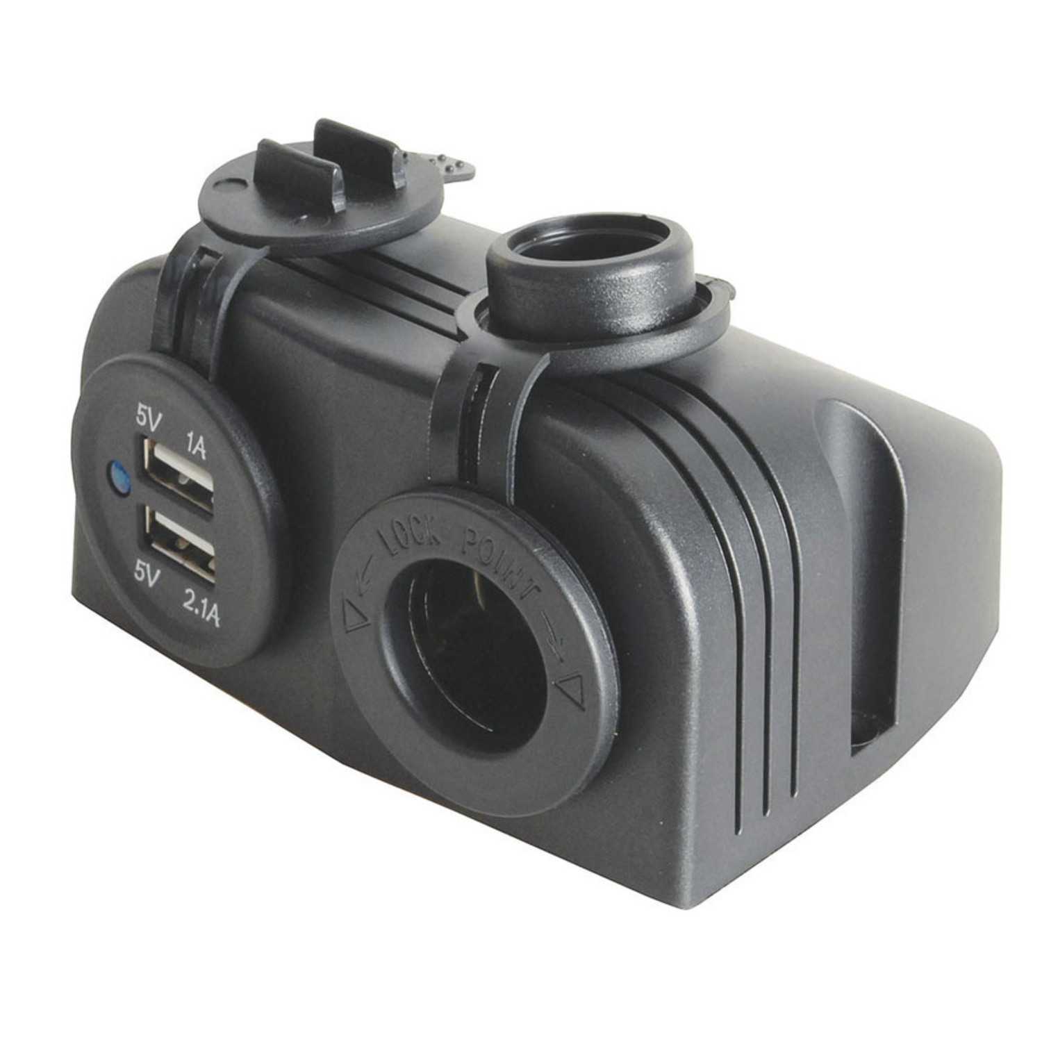 Cigarette Power Socket with Dual USB Charging Ports Marine Grade