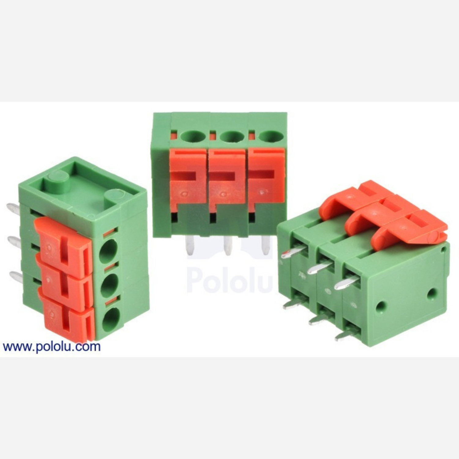 Screwless Terminal Block 3Pin, 0.2" Pitch, Top Entry (3Pack