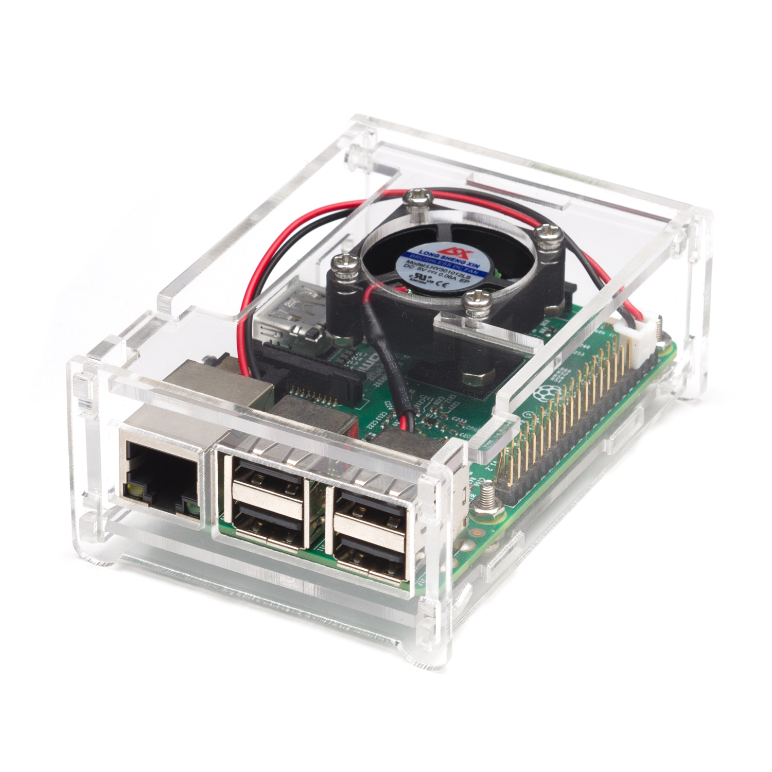 Transparent Acrylic Case + Fan For Raspberry Pi 3B+ Australia - Little Bird